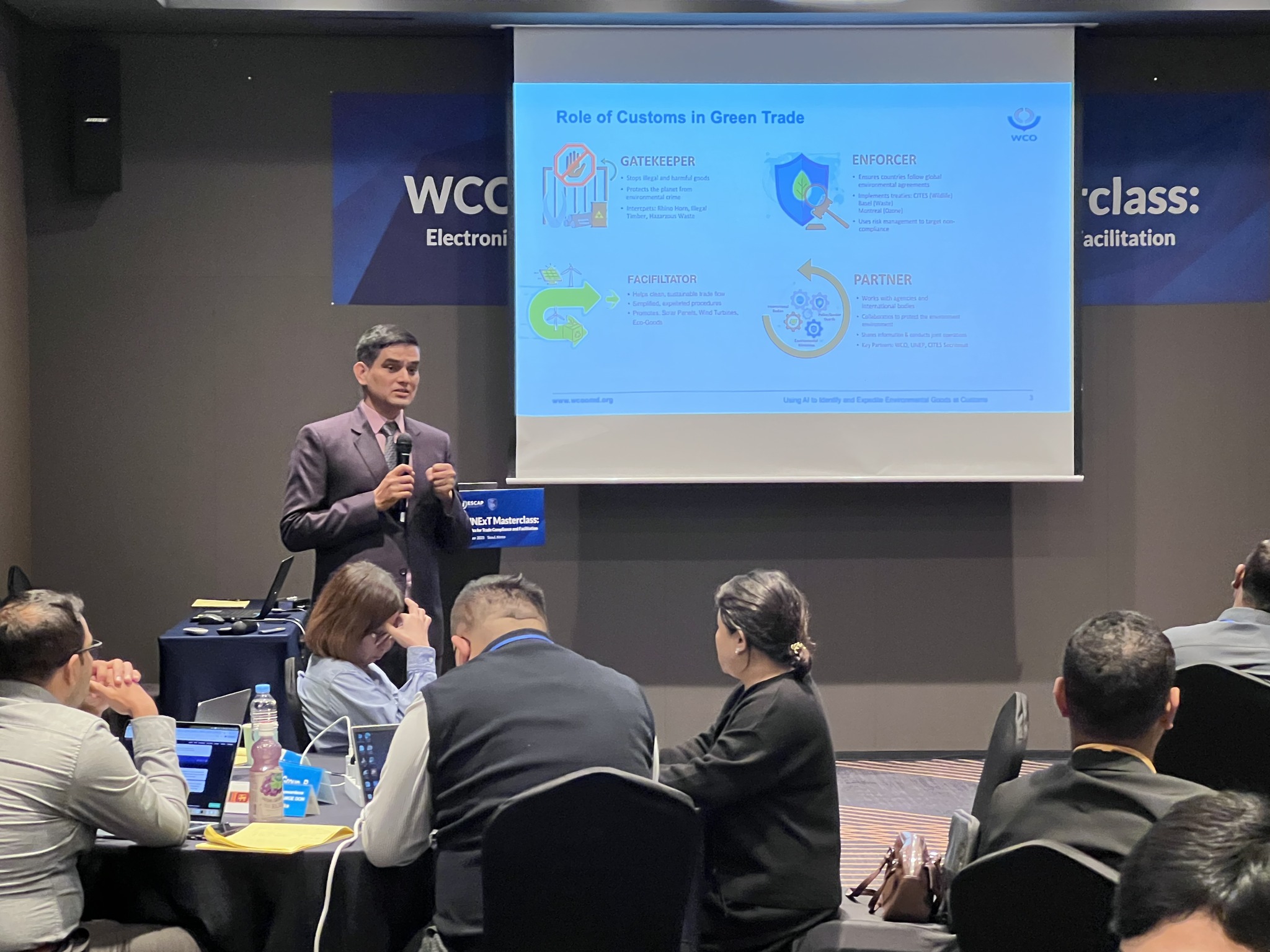 presenting WCO accredited Customs expert on Risk Managenet and Data Analytics Mohan Pudasiani